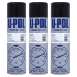 3X Upol Power Can Topcoat Satin Black Aerosol Spray 500ml Spray Paint