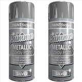 2X Paint Factory Metallic Silver Spray Paint 200ml Spray Paint