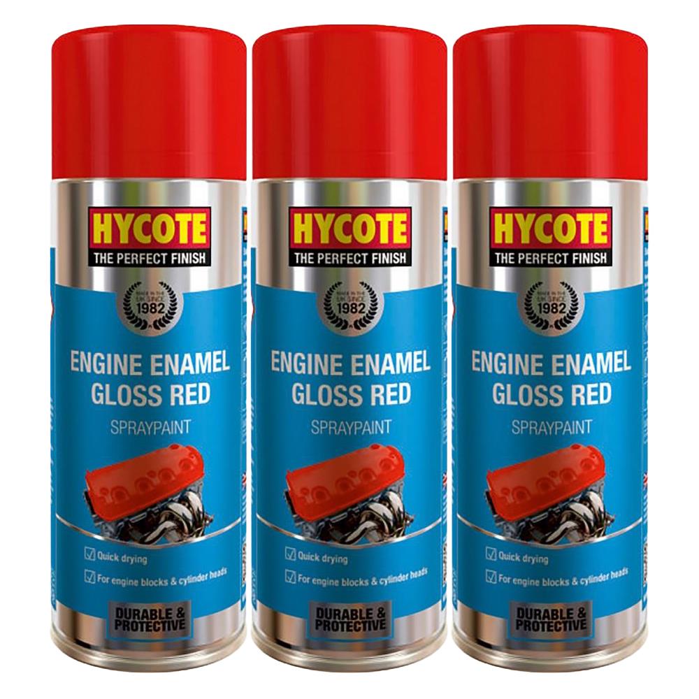 3X Hycote Engine Enamel Gloss Red Spray Paint 400ml Spray Paint
