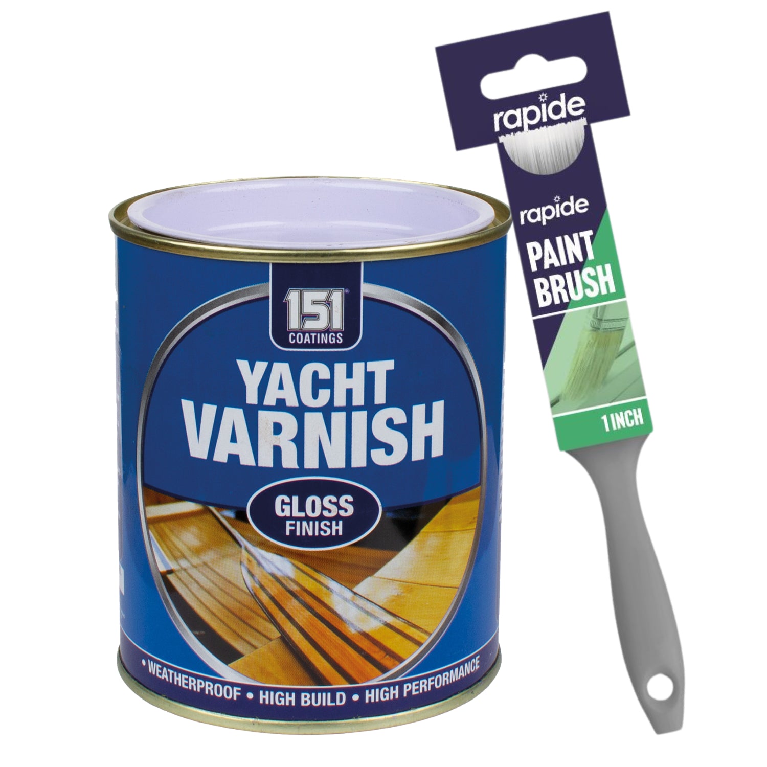 Yacht Varnish Gloss Paint 300ml With 1" Paint Brush Tin Paint
