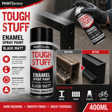 6X Paint Factory Tough Stuff Enamel Black Matt 400ml