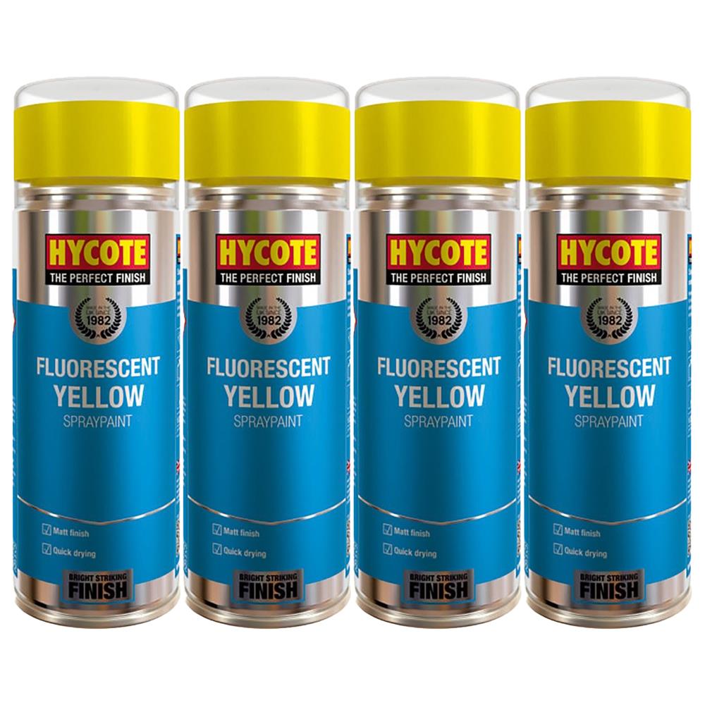 4X Hycote Fluorescent Yellow Spray Paint 400ml Spray Paint