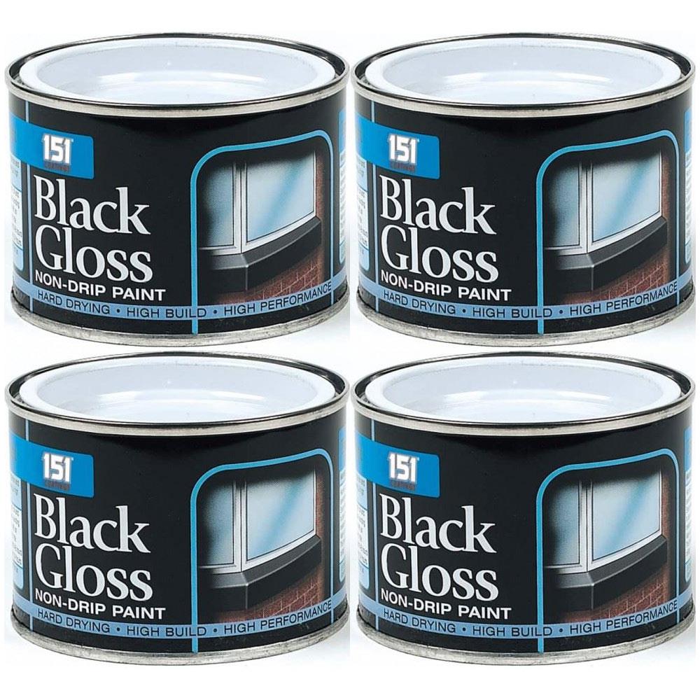 4X Non-Drip Black Gloss Paint Tin 180ml Tin Paint