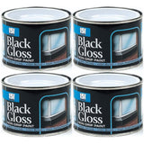 4X Non-Drip Black Gloss Paint Tin 180ml Tin Paint