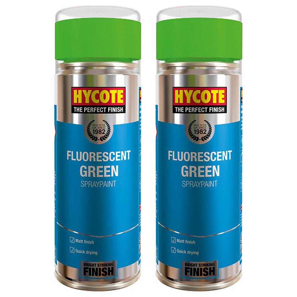 2X Hycote Fluorescent Green Spray Paint 400ml Spray Paint