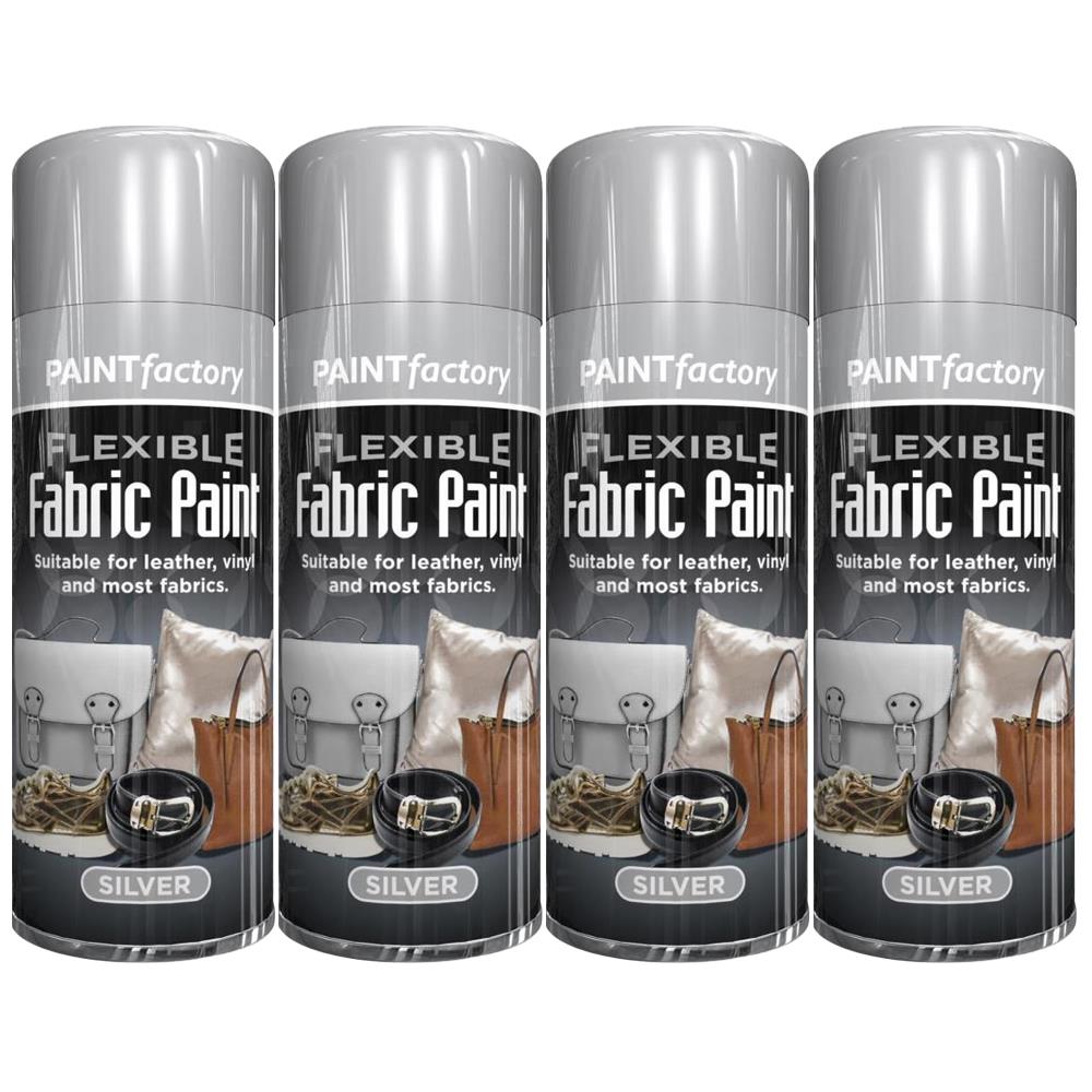 4X Silver Fabric & Vinyl Spray Paint 200ml Spray Paint