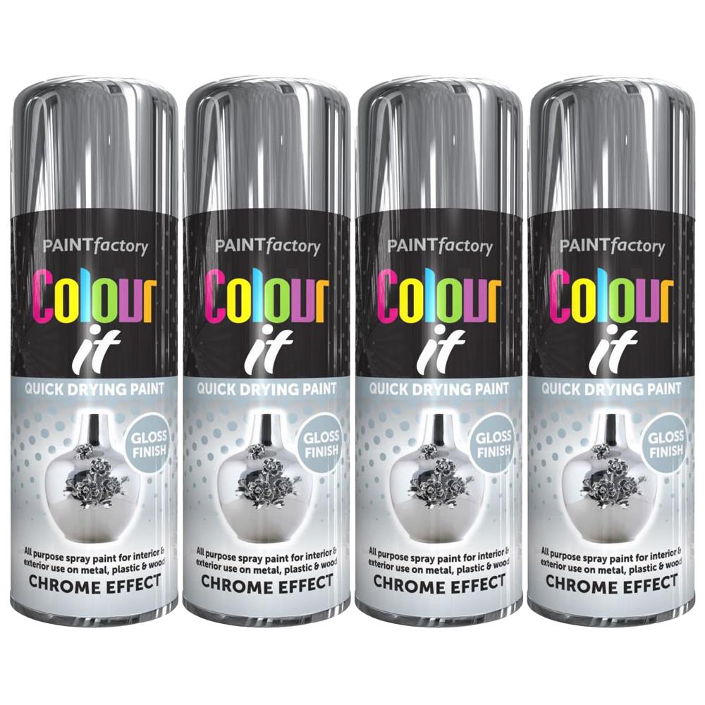 4X Paint Factory Chrome Effect Gloss Spray Paint 400ml Spray Paint