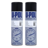 2X Upol Power Can Topcoat Satin Black Aerosol Spray 500ml Spray Paint