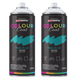 2X Teal Blue RAL 5018 Gloss Spray Paint 400ml