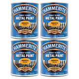 4X Hammerite Smooth Yellow Paint 750ml Tin Paint