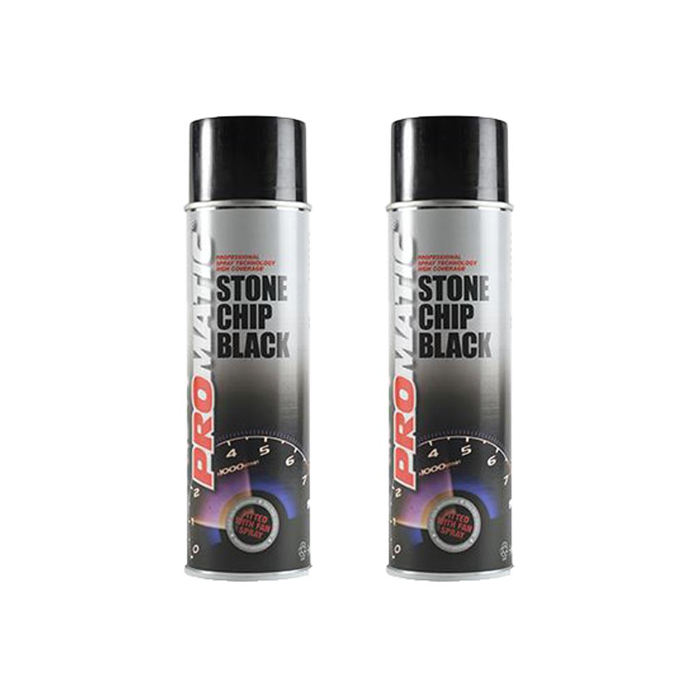 2X Promatic Stonechip Black Spray Paint 500ml Spray Paint