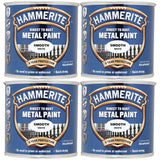 4X Hammerite Smooth White Paint 250ml Tin Paint