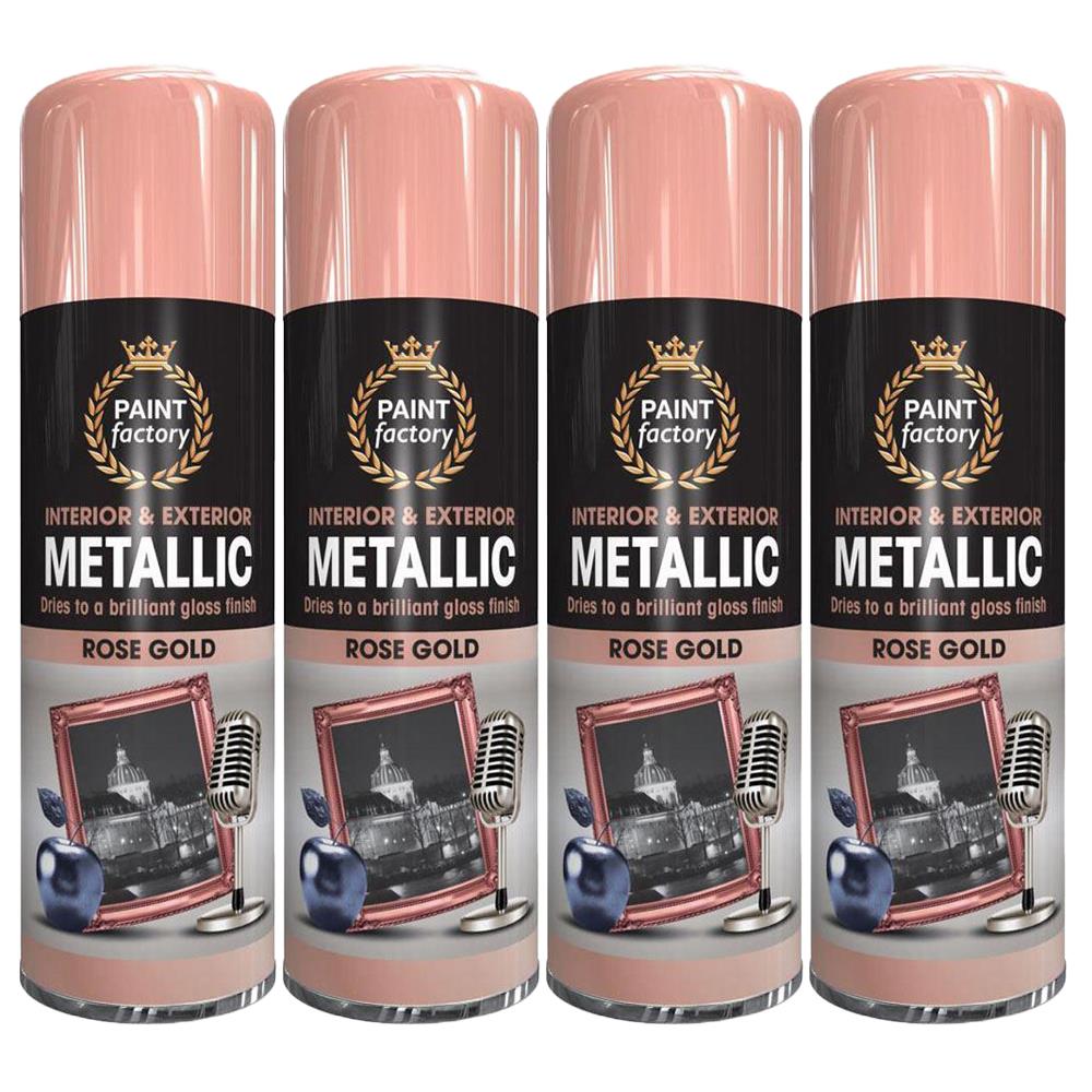 4X Paint Factory Rose Gold Metallic Spray Paint 400ml Spray Paint
