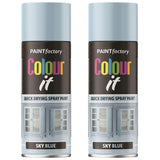 2X Paint Factory Sky Blue Gloss Spray Paint 400ml