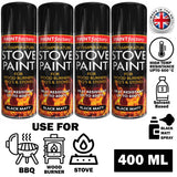 4X High Temp Black Stove Spray Paint 400ml Spray Paint