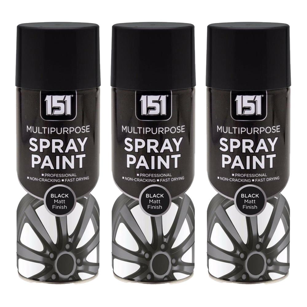 3X 151 Black Matt Spray Paint 400ml Spray Paint