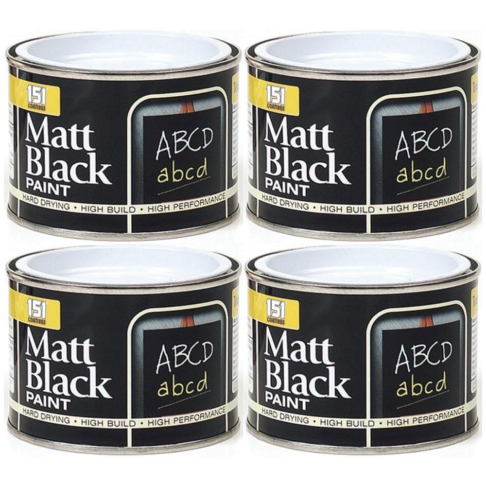 4X Matt Black Paint Tin 180ml Tin Paint
