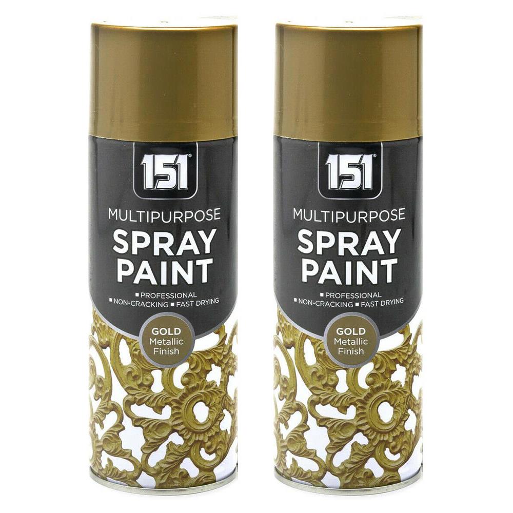 2X 151 Gold Metallic Spray Paint 400ml Spray Paint