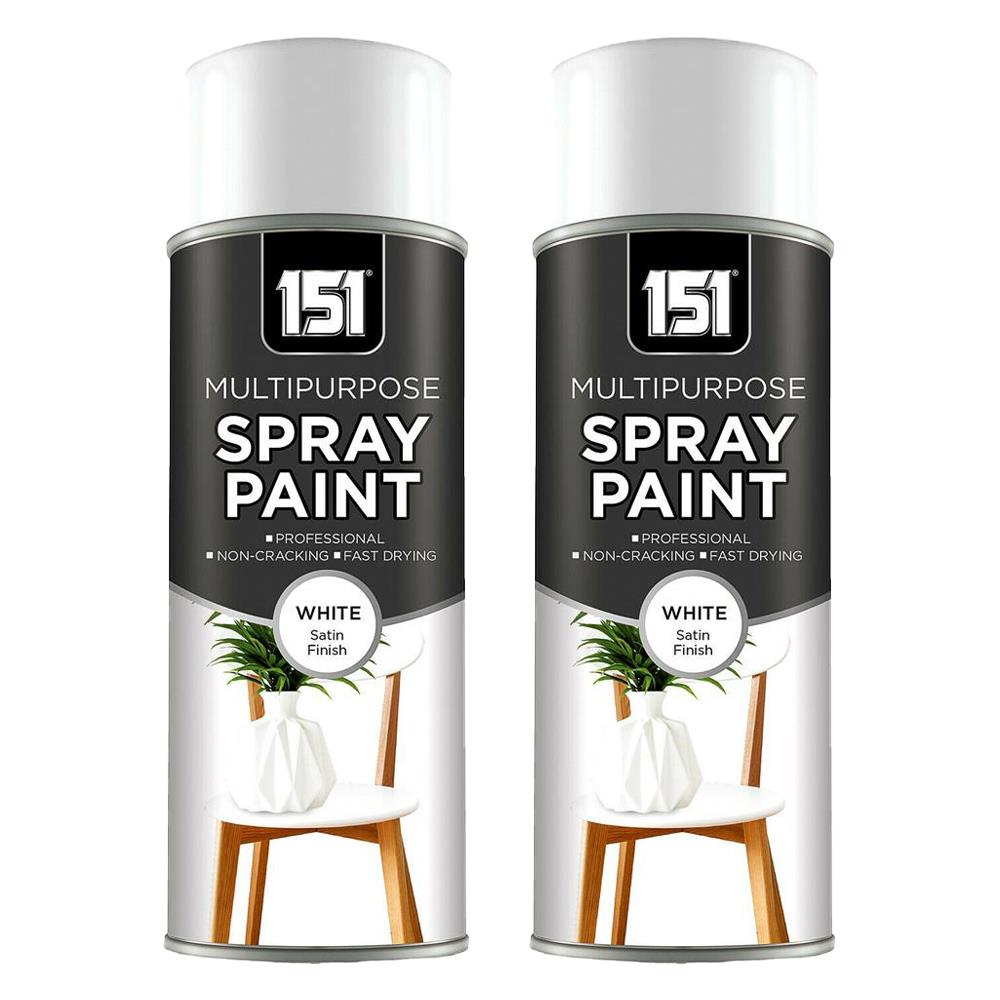 2X 151 White Satin Spray Paint 400ml Spray Paint