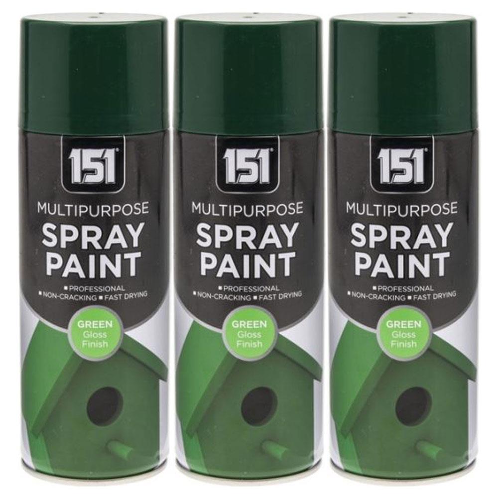 3X 151 Green Gloss Spray Paint 400ml Spray Paint