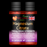 Magnesium Citrate 740mg 30 Capsules High Strength Fatigue & PMS
