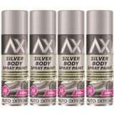 4X Auto Extreme Paint Silver Spray Paint 250ml