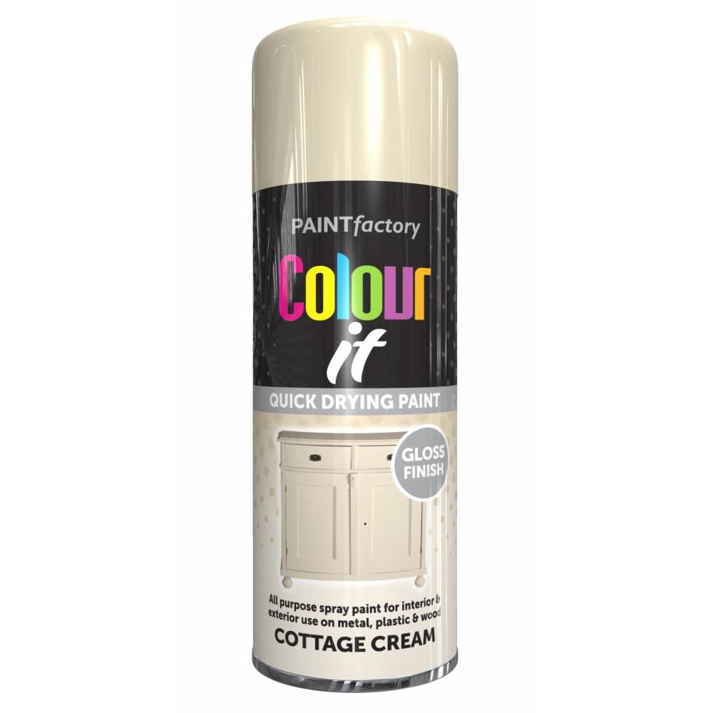 Paint Factory Cottage Cream Gloss Spray Paint 400ml Spray Paint