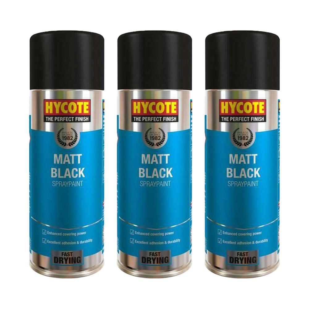 3X Hycote Matt Black Spray Paint 400ml Spray Paint