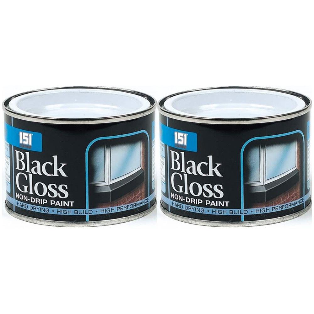 2X Non-Drip Black Gloss Paint Tin 180ml Tin Paint