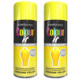 2X Paint Factory Sunshine Yellow Gloss Spray Paint 400ml Spray Paint