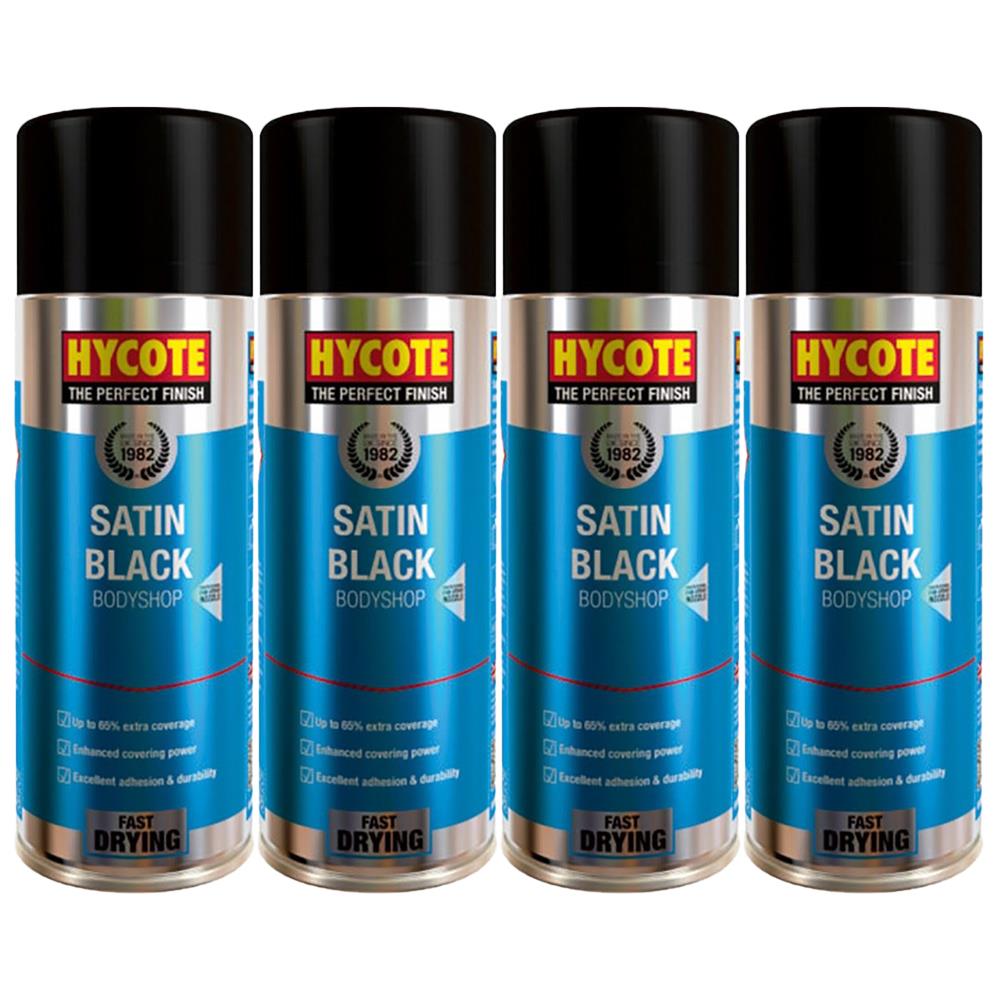 4X Hycote Bodyshop Satin Black Spray Paint 400ml Spray Paint