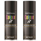 2X Paint Factory Black Matt Spray Paint 400ml