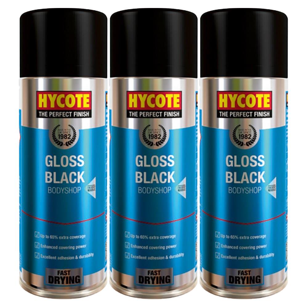 3X Hycote Bodyshop Gloss Black Spray Paint 400ml Spray Paint