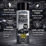 2X Gloss Black Car Spray Paint 400ml