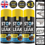 3X 151 Stop That Leak Black Spray 400ml Sealant