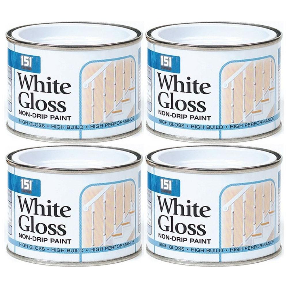 4X Non-Drip White Gloss Paint Tin 180ml Tin Paint