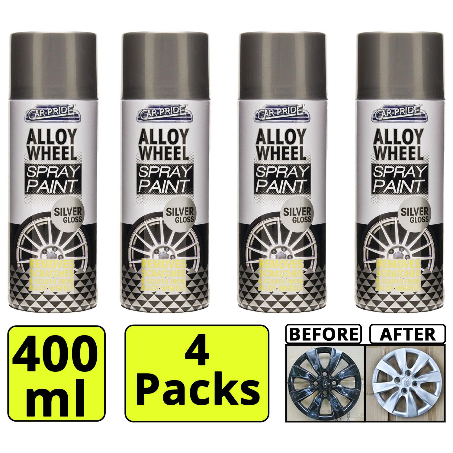 4X Car Pride Alloy Wheel Silver Gloss Spray 400ml Spray Paint