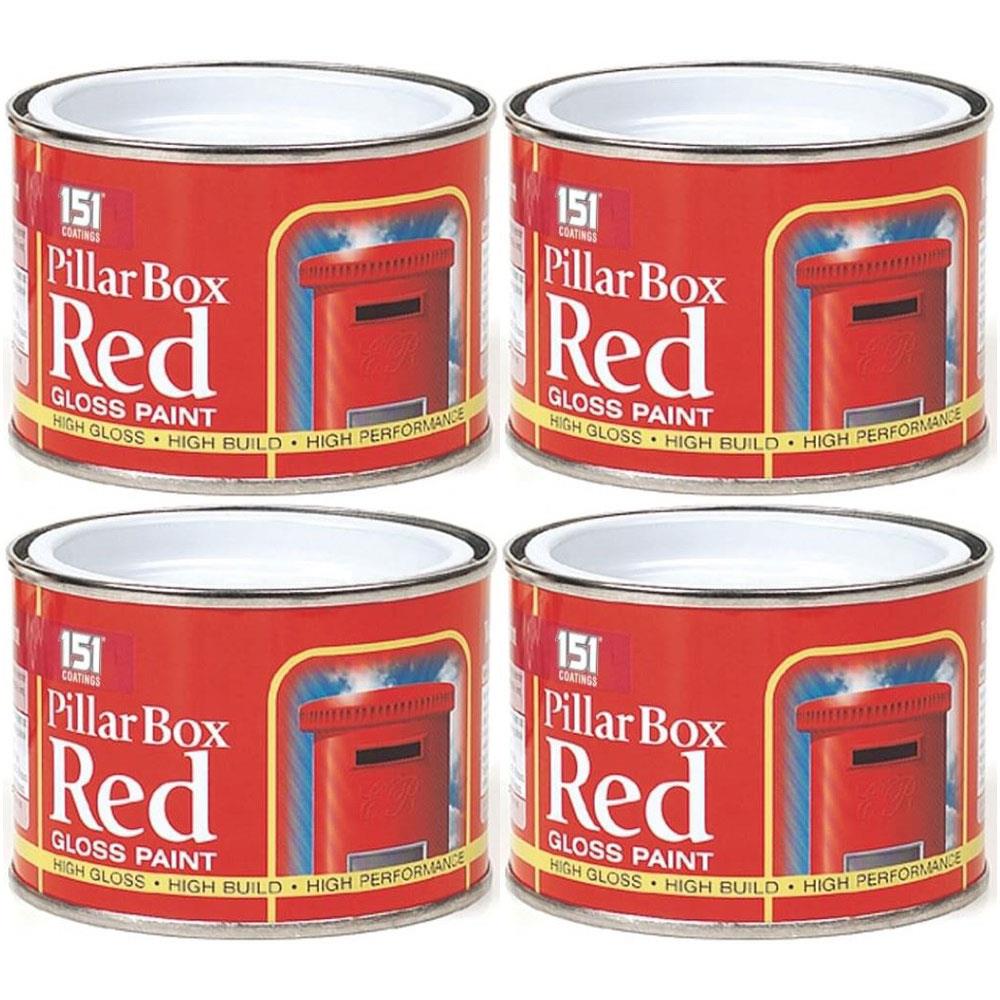 4X Pillar Box Red Paint Tin 180ml Tin Paint