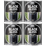 4X Black Gloss Non-Drip Paint 300ml Tin Paint