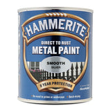 Hammerite Smooth Silver Paint 750ml With 1" Paint Brush