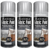3X Silver Fabric & Vinyl Spray Paint 200ml Spray Paint