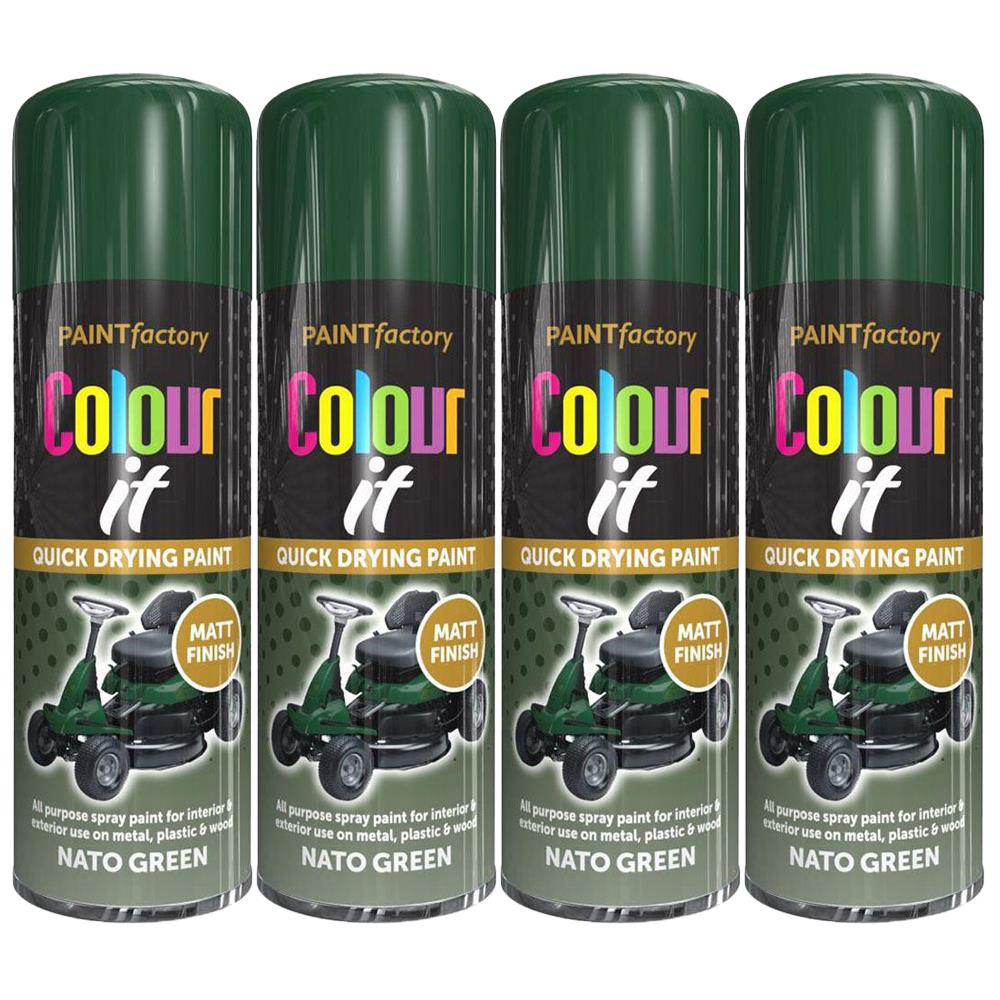4X Paint Factory Nato Green Matt Spray Paint 400ml Spray Paint