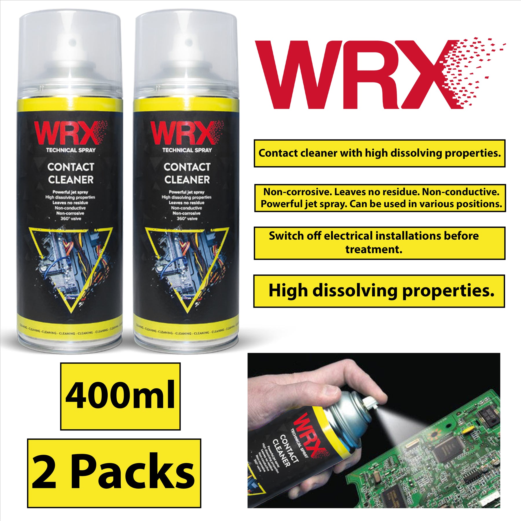 2X WRX Contact Cleaner Spray 400ml Technical Spray