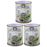 3X Metallic Silver Gloss Non-Drip Paint 300ml Tin Paint