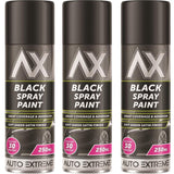 3X Auto Extreme Black Satin Spray Paint 250ml