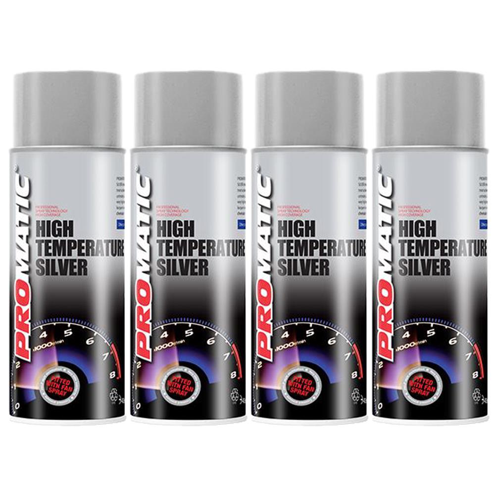 4X Promatic Silver High Temperature Spray Paint 400ml Spray Paint