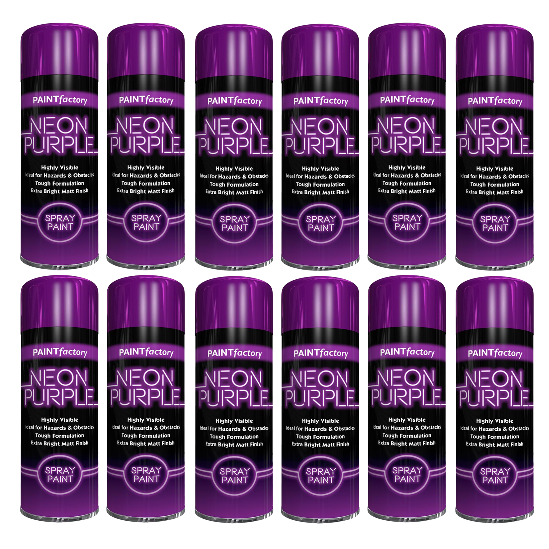 12X Paint Factory Purple Fluorescent Neon Spray Paint 200ml Spray Paint