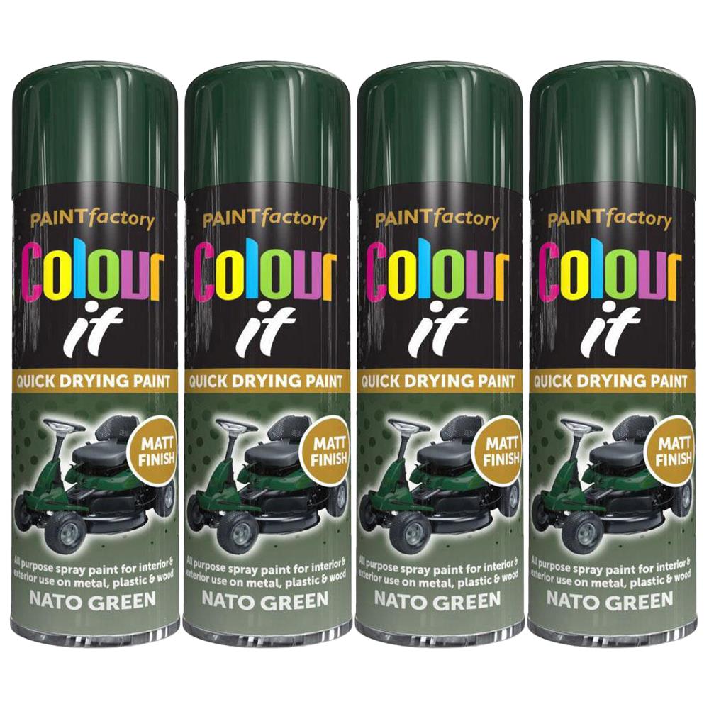 4X Paint Factory Nato Green Matt Spray Paint 250ml Spray Paint