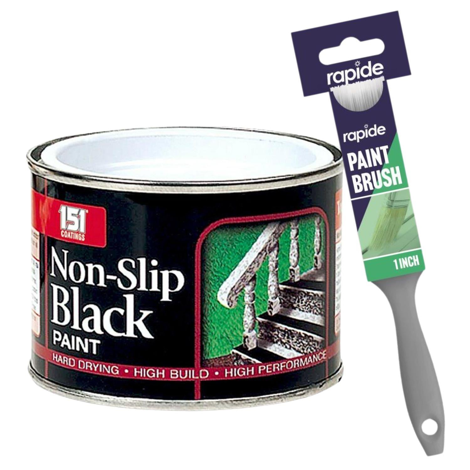 Nonslip Black Matt Paint Tin 180ml With 1" Paint Brush Tin Paint