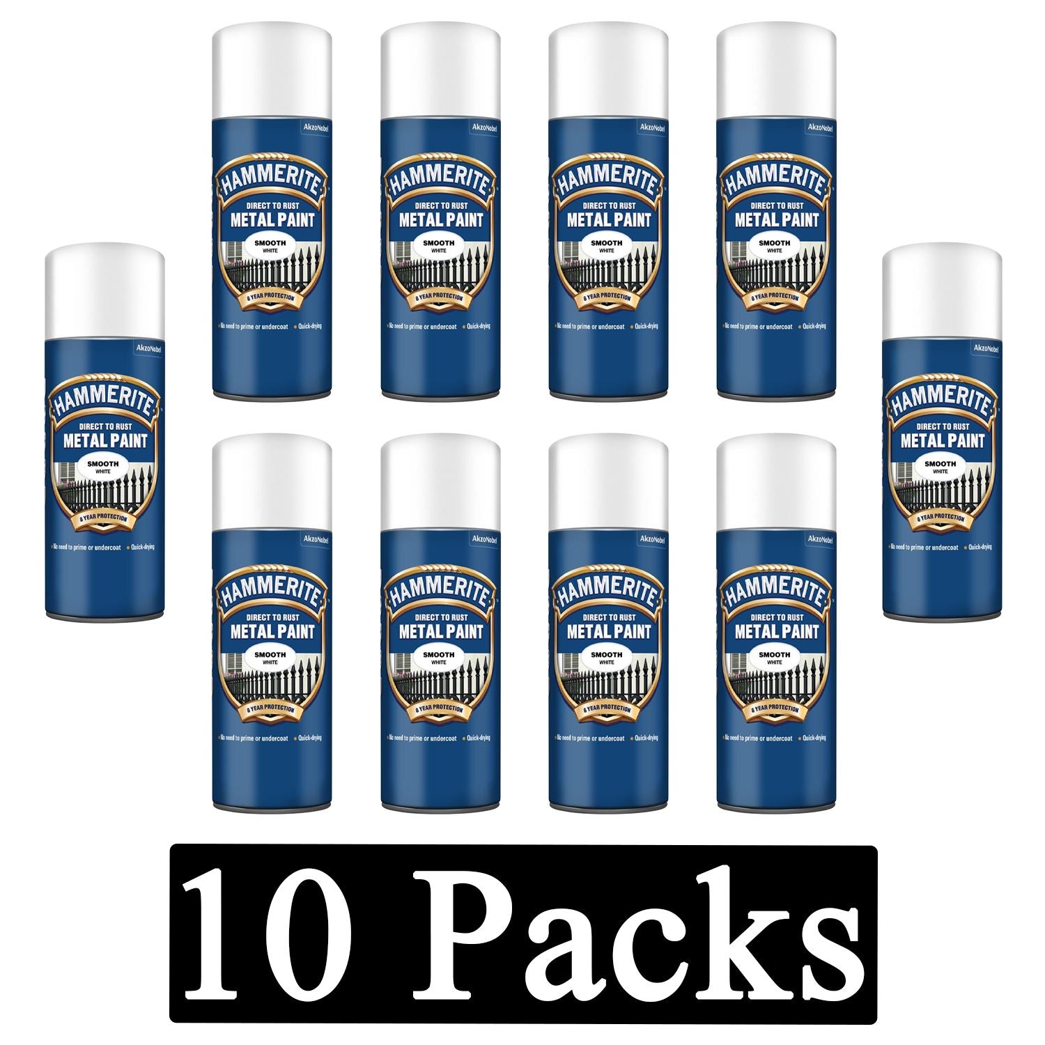 10X Hammerite Smooth White Spray Paint 400ml Spray Paint